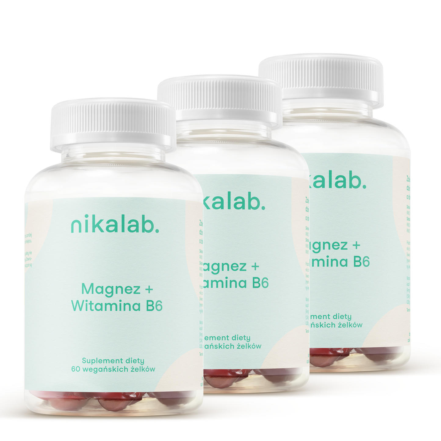 Zestaw trzech słoiczków Magnez + Witamina B6 – suplement diety nikalab.